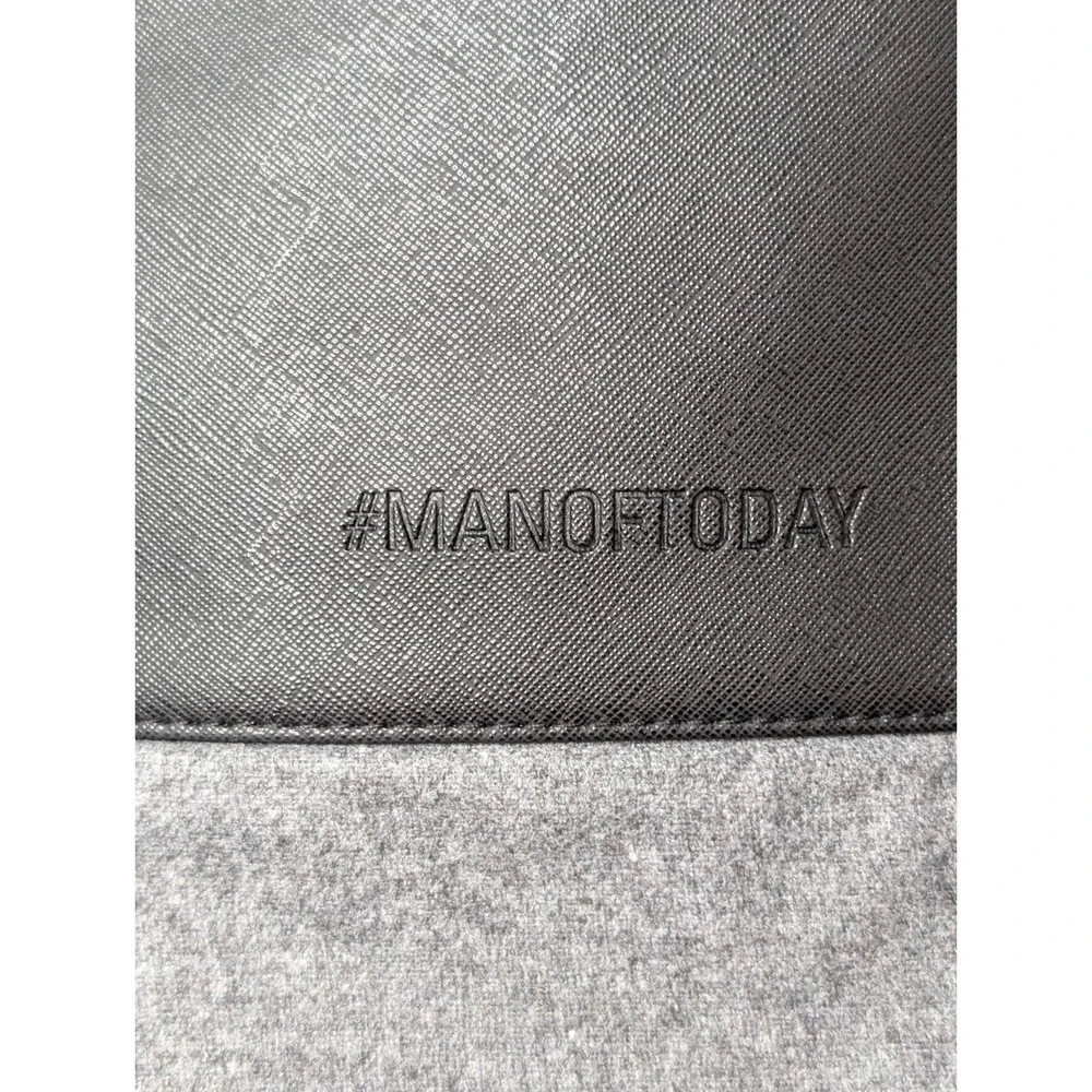 Hugo Boss Laptop Briefcase Bag Gray Felt Black‎ Leather #ManOfToday Work Travel